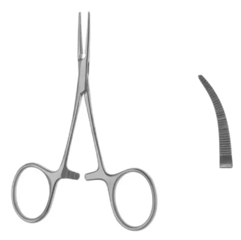 MICRO HALSTED-MOSQUITO pinzas hemostática 100mm curvo boca estriada punta 1.3mm