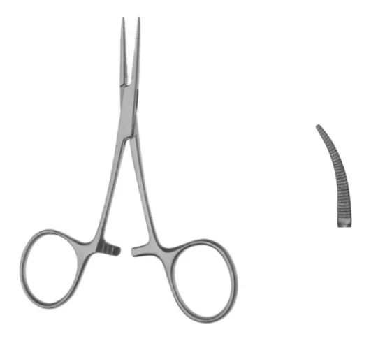 MICRO HALSTED-MOSQUITO pinzas hemostática 125mm curvo boca estriada punta 0.8mm