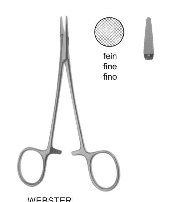 WEBSTER porta-aguja 130mm recto liso punta 1.7mm
