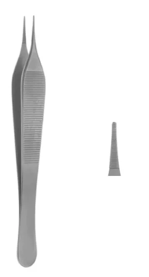MICRO-ADSON pinzas de disección 150mm recto estriada con mango plano punta 1.2mm