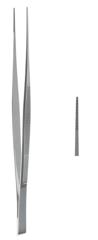 GERALD pinzas de disección 175mm recto estriada con mango plano punta 1.0mm