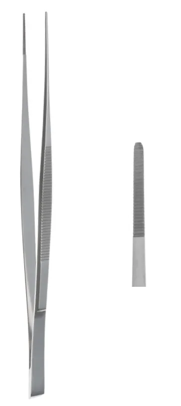 CUSHING pinzas de disección 175mm recto estriada con mango plano punta 1.5mm