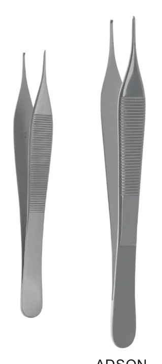 ADSON pinzas quirúrgica 150mm recto 1x2 dientes estriada con mango plano punta 1.5mm