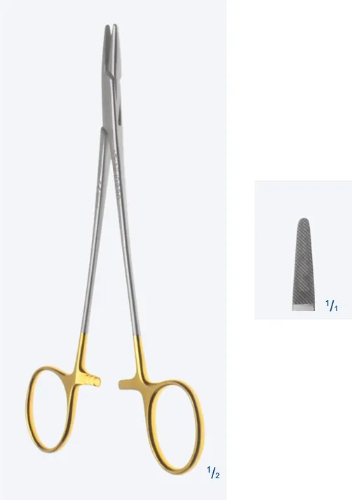 BOZEMANN-KILNER POWER-TC porta-aguja 135mm curvo en forma S boca 20mm para las suturas 4/0 a 6/0
